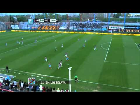 Gol de Zelaya. Arsenal 2 - Godoy Cruz 0. Fecha 9. Torneo Primera División 2014. Fútbol Para Todos
