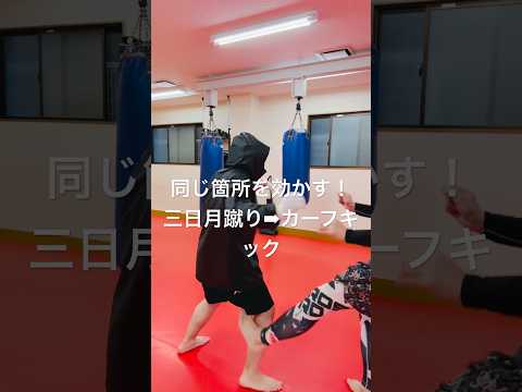 [キックボクシング　トレーニング　テクニック] 同じ箇所を効かす！！　三日月蹴り➡︎カーフキック！！　#キックボクシング #トレーニング #テクニック