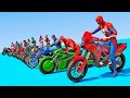MOTOS COM HOMEM ARANHA E HERÓIS DESAFIO COM MOTOS E HERÓIS NA RAMPA DO HULK GTA V