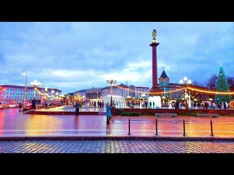 Evening walk around Kaliningrad to the Sounds of the City. Russia. Central City Square