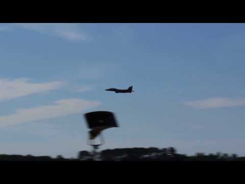 2 F-15s on take-off roll out of Seymour Johnson at Wings over Wayne  (5-17-15)