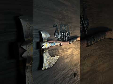 Hand-forged Leviathan axe with leather wrap "Ragnarok Kratos axe"