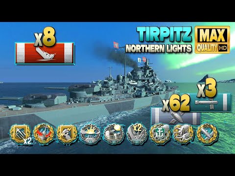 Tirpitz: Offensive play on map Northern Lights - World of Warships