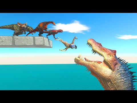 Don't Jump Into The Mouths Of Giant Spinosaurus Head - Bridge Jumping Challenge