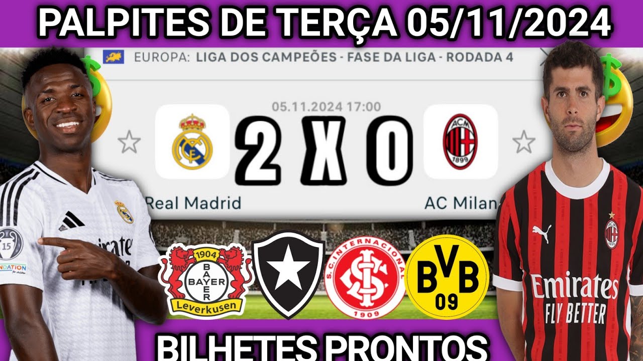 PALPITES DE FUTEBOL PARA HOJE 05/11/2024 (TERÇA FEIRA ) + BILHETES PRONTOS | Palpites da hora