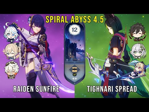 C0 Raiden Sunfire and C1 Tighnari Spread - Genshin Impact Abyss 4.5 - Floor 12 9 Stars