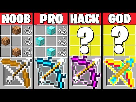 Minecraft Battle: SUPER BOW CRAFTING CHALLENGE - NOOB vs PRO vs HACKER vs GOD ~ Minecraft Animation