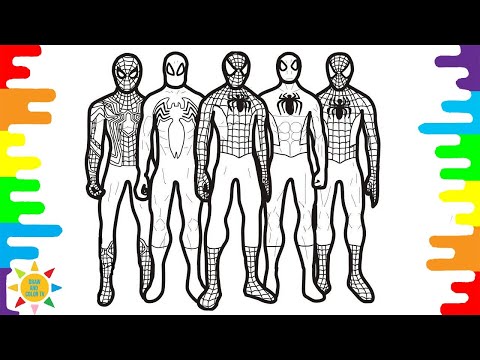 Spiderman Different Forms and Venom Coloring Pages/Superheroes Coloring/Draw and Color Tv