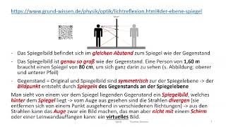 Optik 8: Reflexion, Reflexionsgesetz und ebener Spiegel