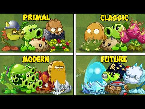 4 Team PRIMAL x CLASSIC x MODERN x FUTURE - Who Will Win? - PvZ 2 Team Plant Battlez