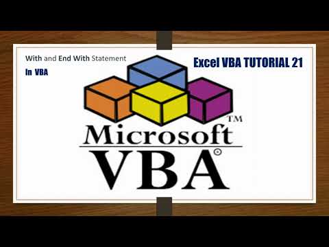 VBA Tutorial 21 | With End With statement in VBA | learn how to optimize your VBA code.