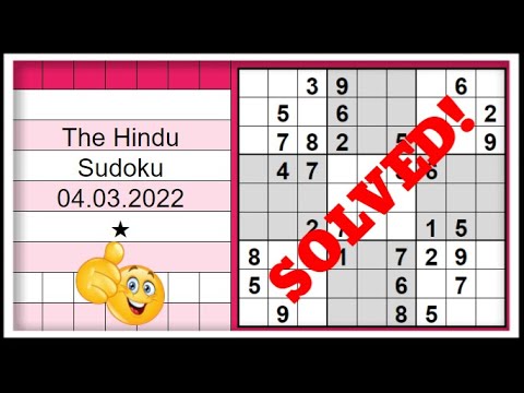 🔊How to Solve The Hindu Sudoku 1 Star | Step by Step Solution | 04.03.2022|  Level ★