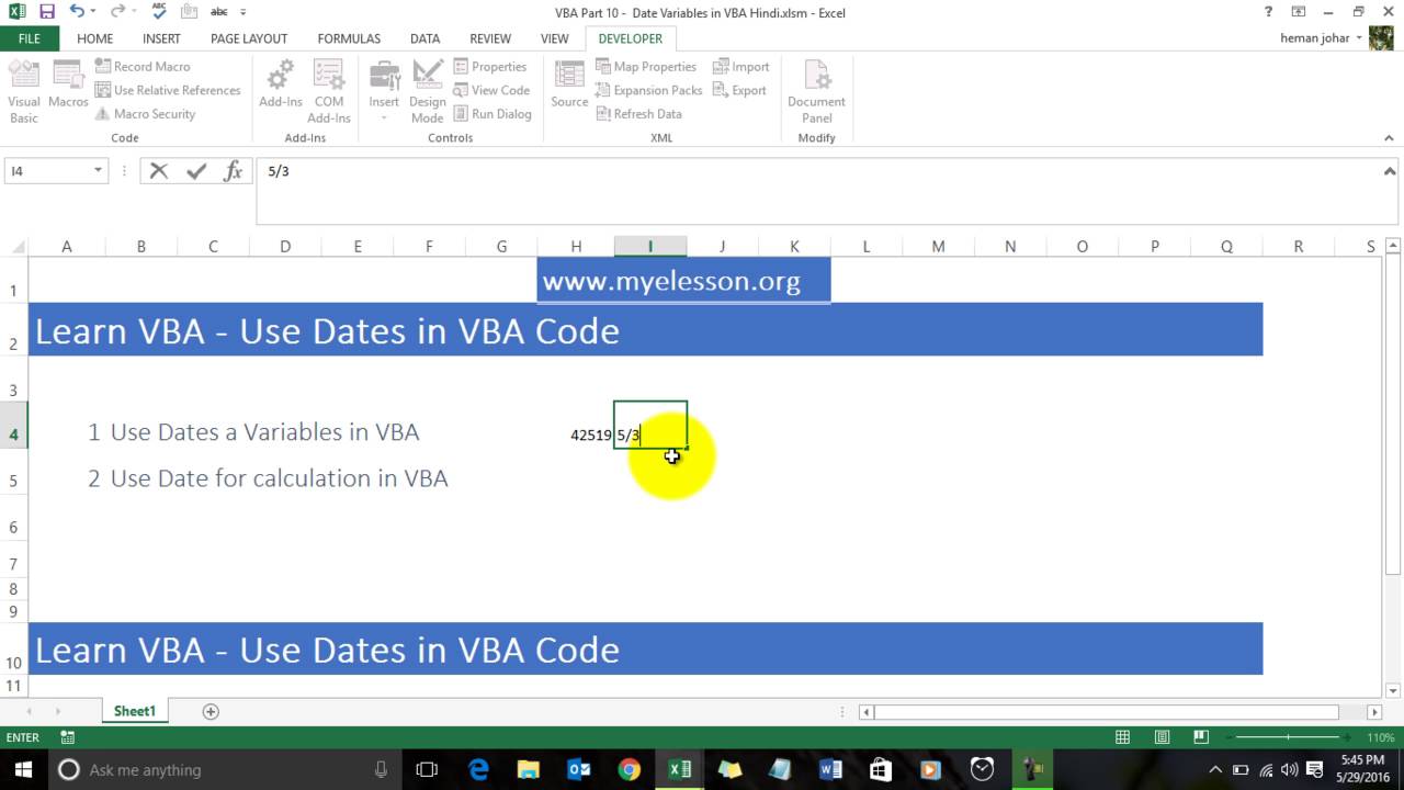 Learn VBA - Intro to Date Variables in VBA