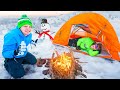 24 HOUR BLIZZARD SNOW CAMPING CHALLENGE!
