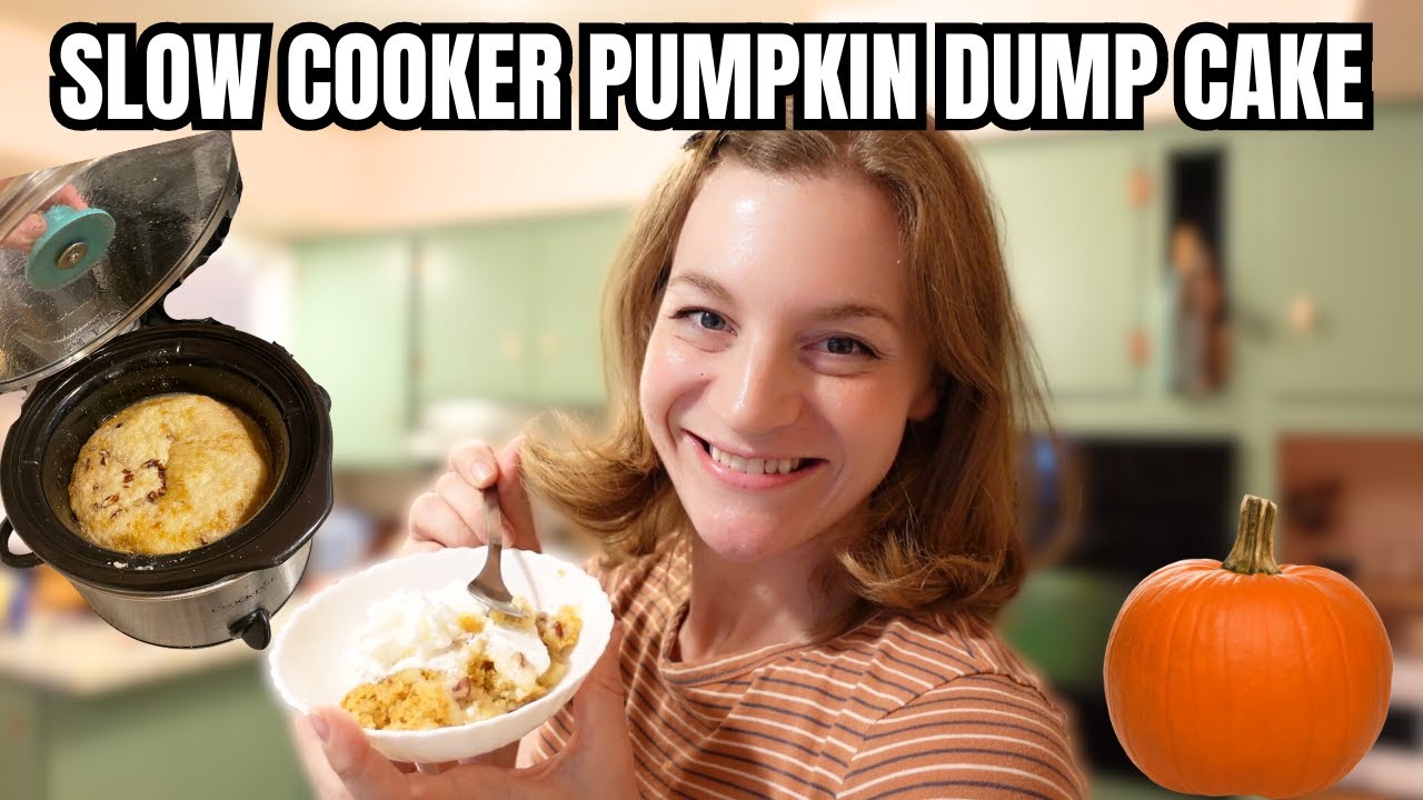 SLOW COOKER PUMPKIN DUMP CAKE! FALL CROCK POT DESSERT RECIPE!