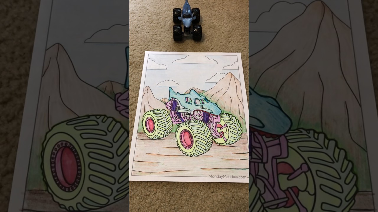 Nitro Neon Monster Truck Coloring. #monsterjam #coloring #spinmaster #crayola #crayons #markers #art