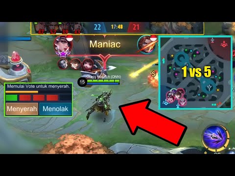 PRANK TOP 1 MOSKOV NEVER SURRENDER 1 VS 5, EPIC COMEBACK PALING MENEGANGKAN - MOBILE LEGENDS