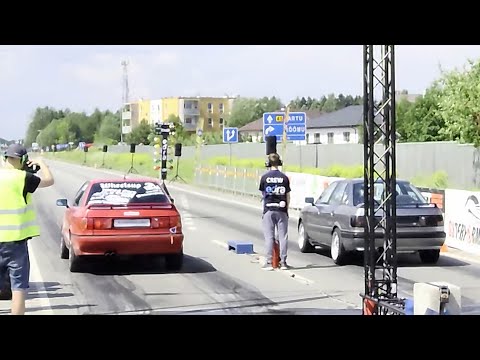 Audi 90 B3 Quattro 4.2 Turbo vs Audi 80 B3 Quattro 2.0 16v Turbo 1/4 mile drag race