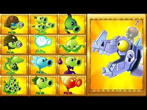 PVZ 2 - Every Peashooter Power Up! Vs Zombot Dinotronic Mechasaur