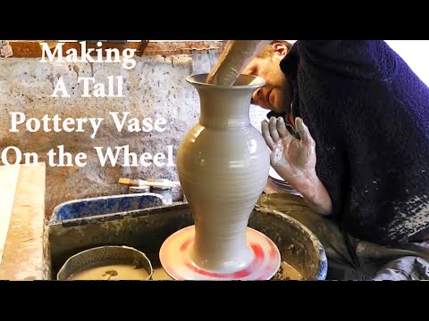 Making a Tall Pottery Vase on the Wheel