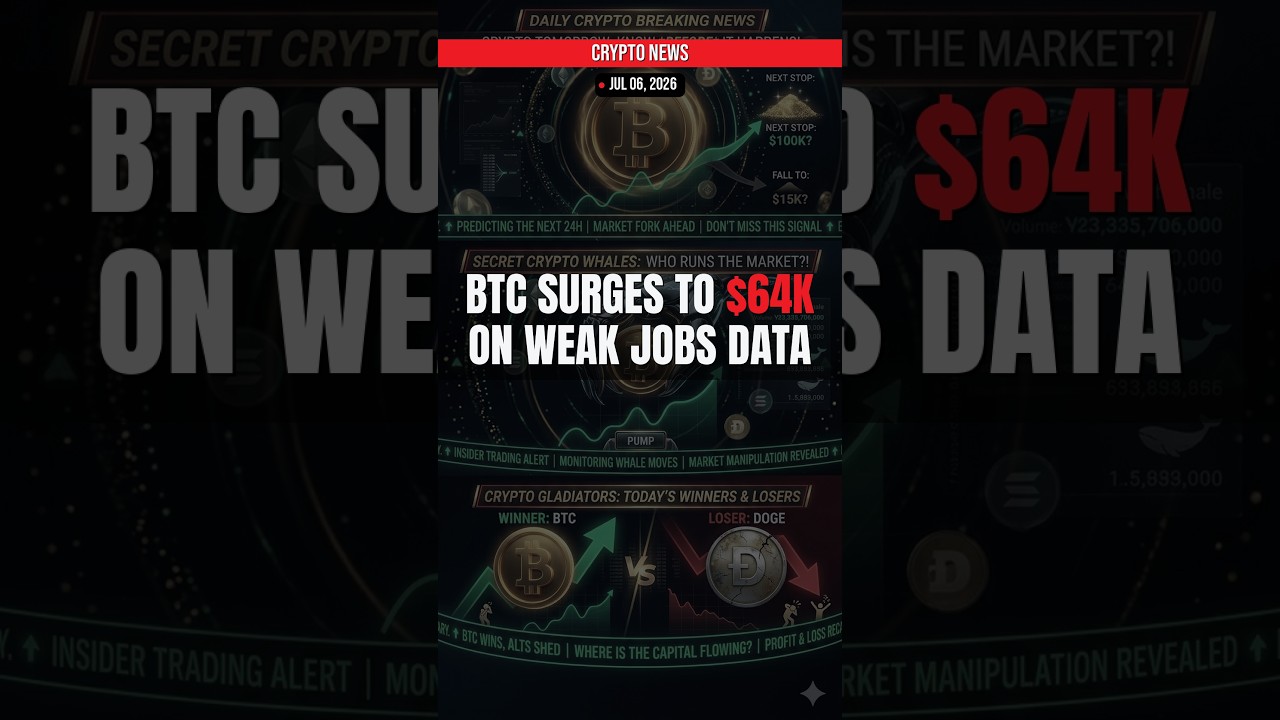 BREAKING: BTC Surges to $64K on Weak Jobs Data — Crypto News Jul 06, 2026