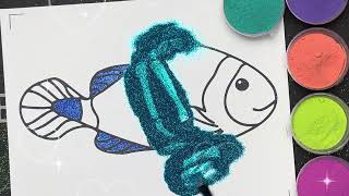 Creating a Sparkling Fish with Sand and Glitter Art 🐠🐟 Easy Kids Craft 🎨