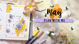 may plan with me 🐝 | bumblebee themed 🌼| bujo setup 2025 ✍🏼