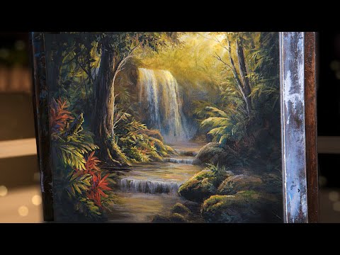 Golden Tropical Waterfall - Paint with Kevin®