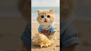 Tiny Kitten Sticks Head in Seashell and Gets Startled by Echo #cat #cats #cutecat #cute #funny