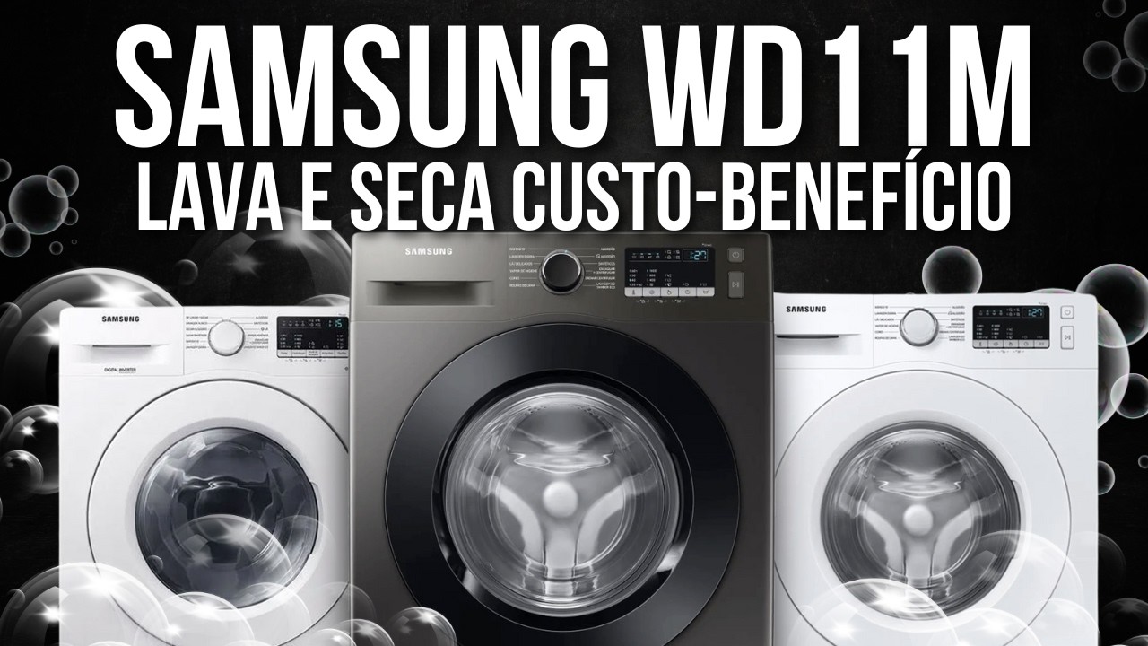 Miniatura da avaliação em vídeo de Lava e Seca Samsung WD11M 11kg Inox Look