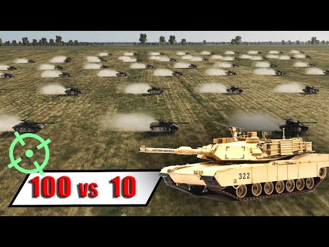 100 Russian (Soviet) Tanks VS 10 US M1 Abrams - DCS World.