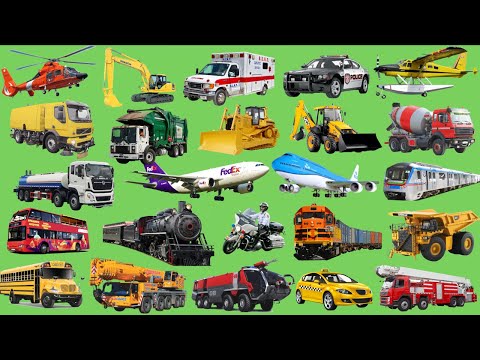 Police Cars, Ambulances, Fire Trucks, Trucks, Cars, Buses, Planes | Learn Names of Transport