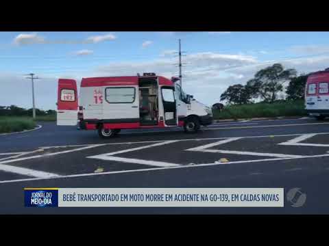Acidente entre moto e carro mata bebê na GO-139 em Caldas Novas