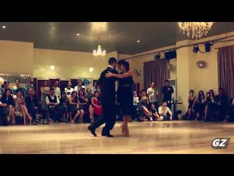  Javier Rodriguez  and  Moira Castellano  are  dancing  to  the  milonga  "  Milonga De Los Fortines  "  by  Orquesta Típica Victor  at  Guangzhou International Tango Festival  in  2019
