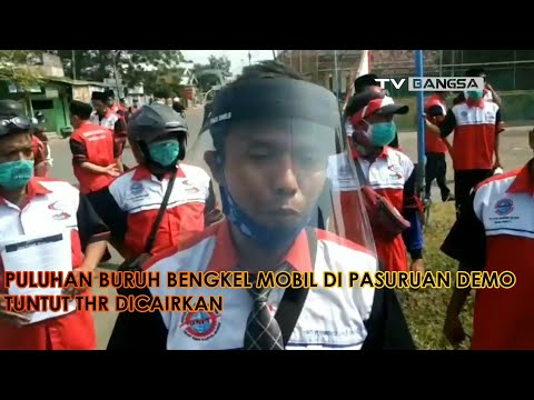 Puluhan Buruh Bengkel Mobil di Pasuruan Demo Tuntut THR Dicairkan