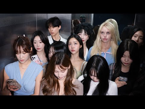 Man's reaction when it's packed with elevator beauties