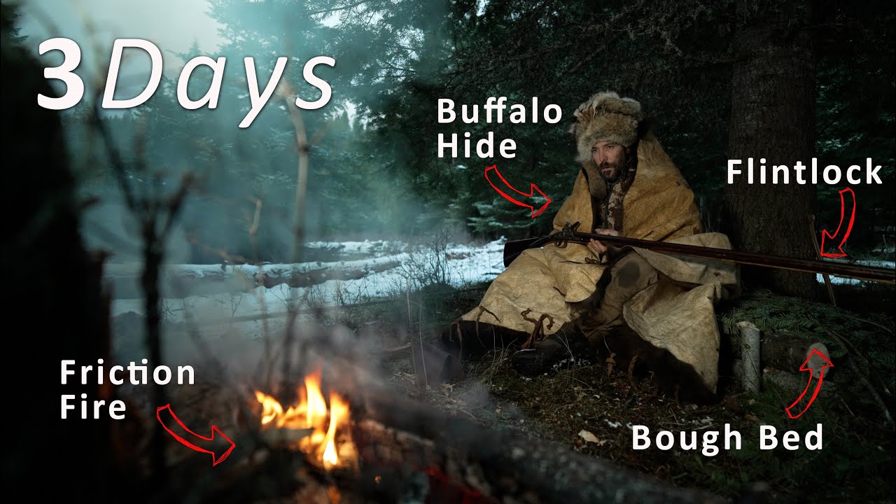 I spent 3 Days in the MOUNTAINS with only a BUFFALO HIDE for Shelter!