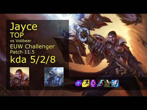 Jayce Top vs Volibear - EUW Challenger 5/2/8 Patch 11.5 Gameplay