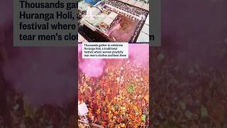 Download lagu Thousands celebrate Huranga Holi, a festival where women playfully tear men's clothes and beat them mp3