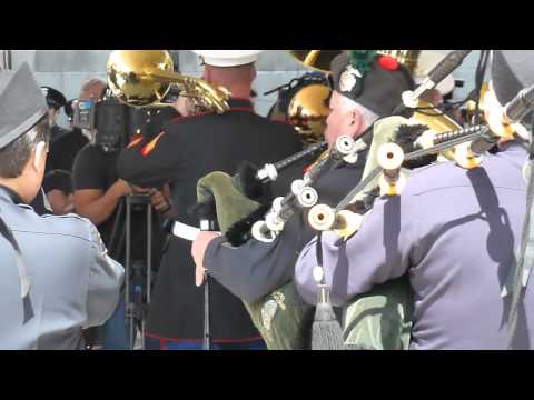 video:LAPD and Marines play Amazing Grace at Officer Campbell Dedication Ceremony