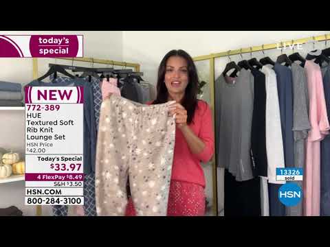 HUE Textured Soft Rib Knit Lounge Set