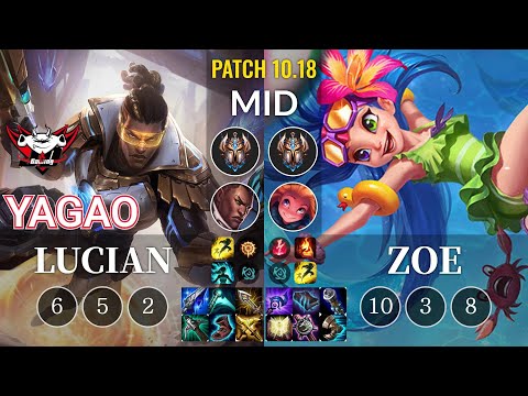 JDG Yagao Lucian vs Zoe Mid - KR Patch 10.18