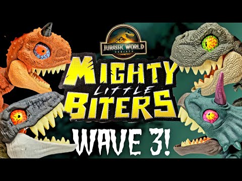 WAVE 3! Mattel Jurassic World Rebirth Mighty little Biters Review!!! Mosasaurus! Carnotaurus! T rex!