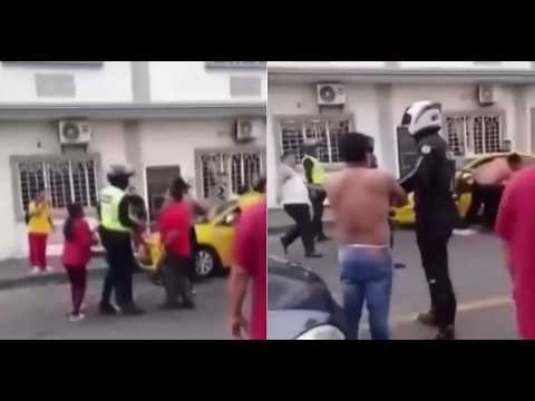 Babahoyo: Agentes y ciudadanos protagonizan violenta pelea callejera