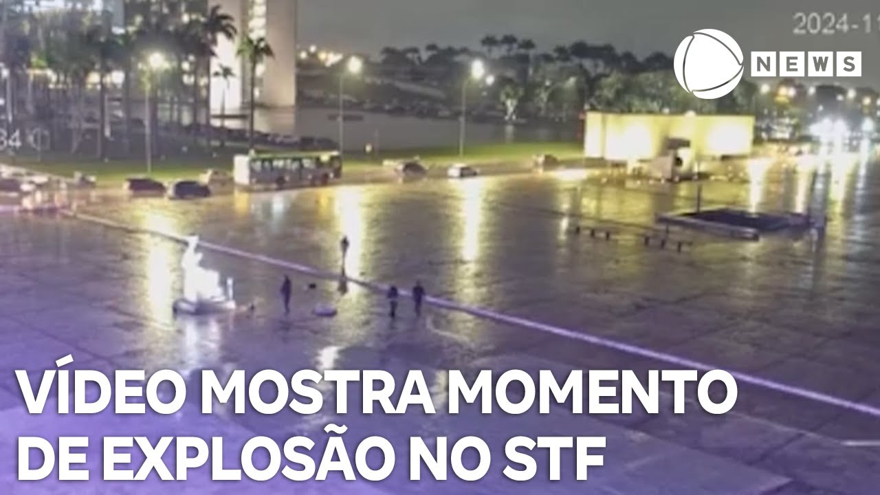 Câmera de segurança flagra momento em que autor de ataque joga bomba contra STF