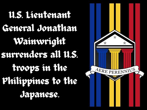U.S. Lieutenant General Jonathan Wainwright surrenders all troops in the Philippines to the Japanese