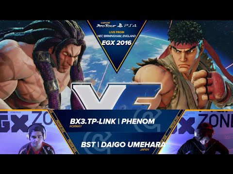 BST Daigo Umehara (Ryu) vs BX3.TP-Link Phenom (Necalli, Bison) - EGX 2016 - Top 8