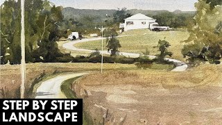 Step by Step Watercolor Landscape Tutorial (my exact process) - Matthew White