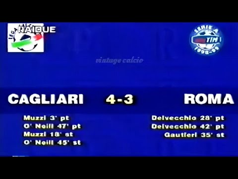 Cagliari-Roma 4:3, 1998/99 - Domenica Sportiva (doppietta di Muzzi, O'Neill e Delvecchio)