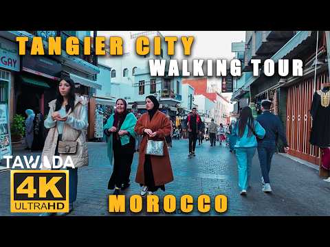 Tangier city DAY TO NIGHT walking tour 2024 - Morocco 4k UHD